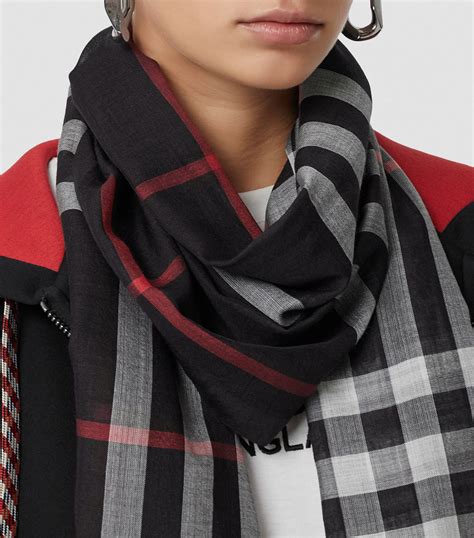 burberry wool silk gauze scarf|lightweight check wool silk scarf.